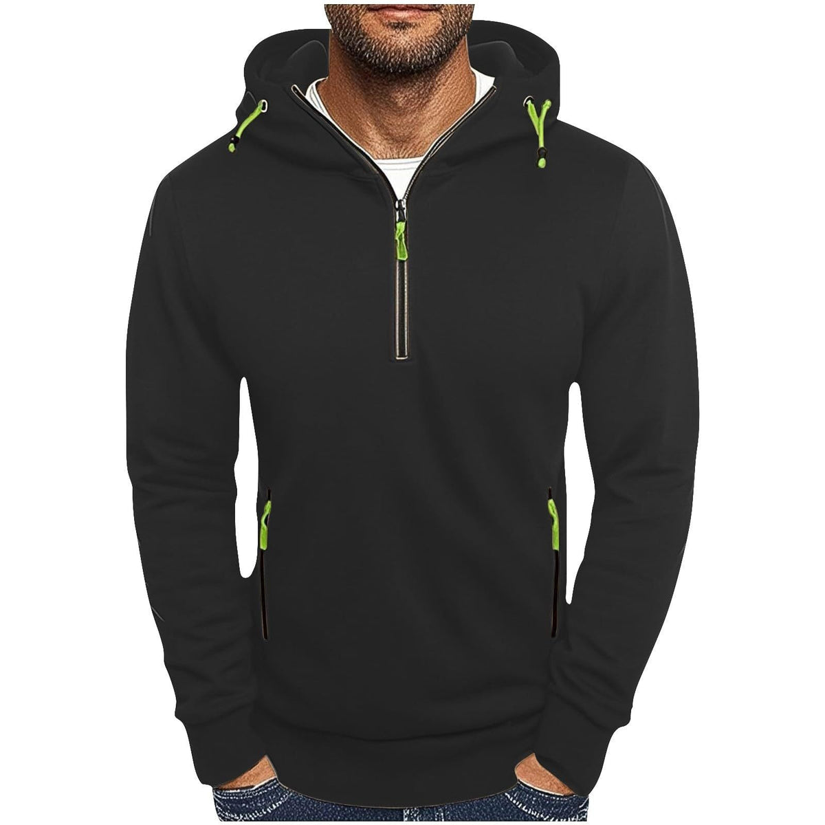 Streetwave Mens Half Zip Hoodie With Two Pockets Breathable Comfort For Everyday Wear