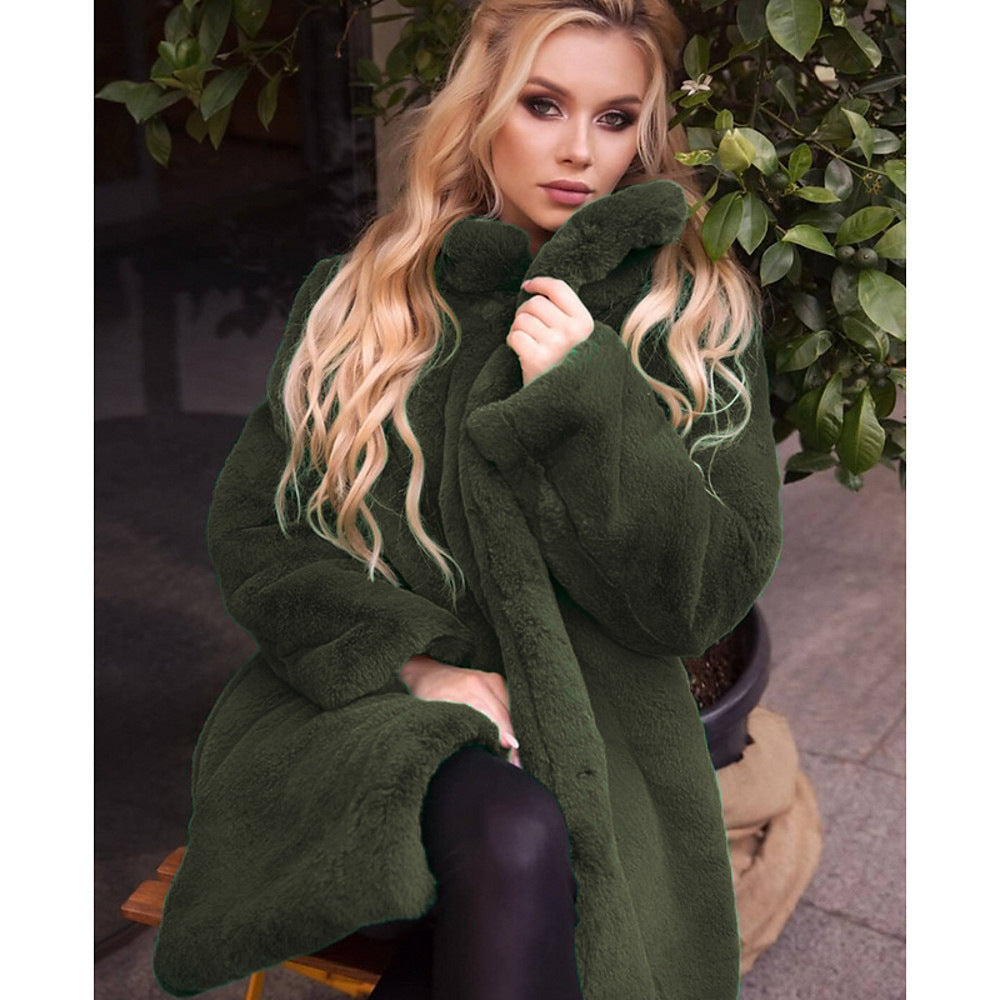 Street Wave Faux Fur Coat Women High Collar Chic Warmth