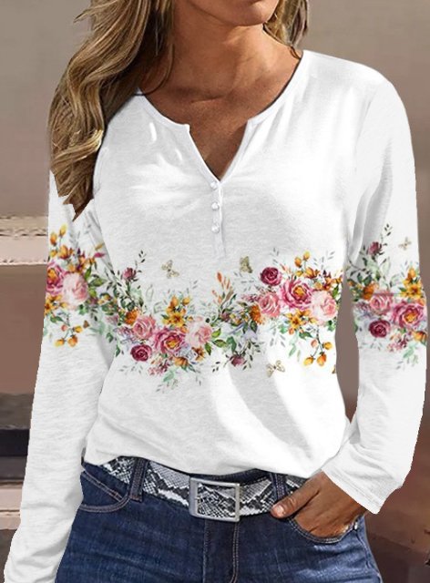 Floral Long Sleeve Shirt For Women By Street-Wave With Button Details And Soft Breathable Fabric