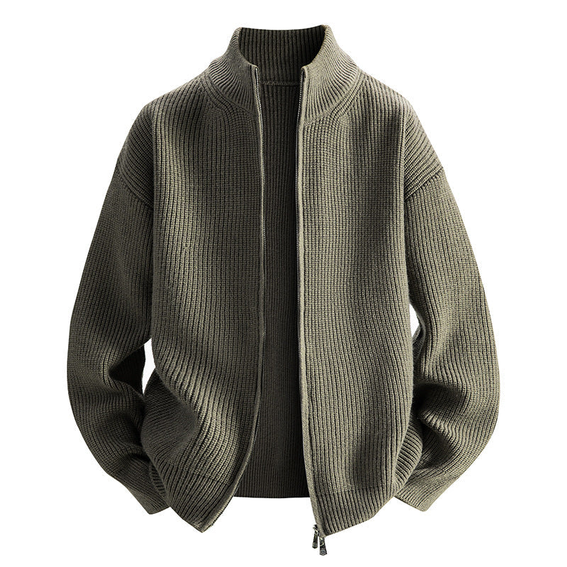 Street-Wave Women's Knit Cardigan With High Collar Zip For Cozy Warmth And Effortless Style