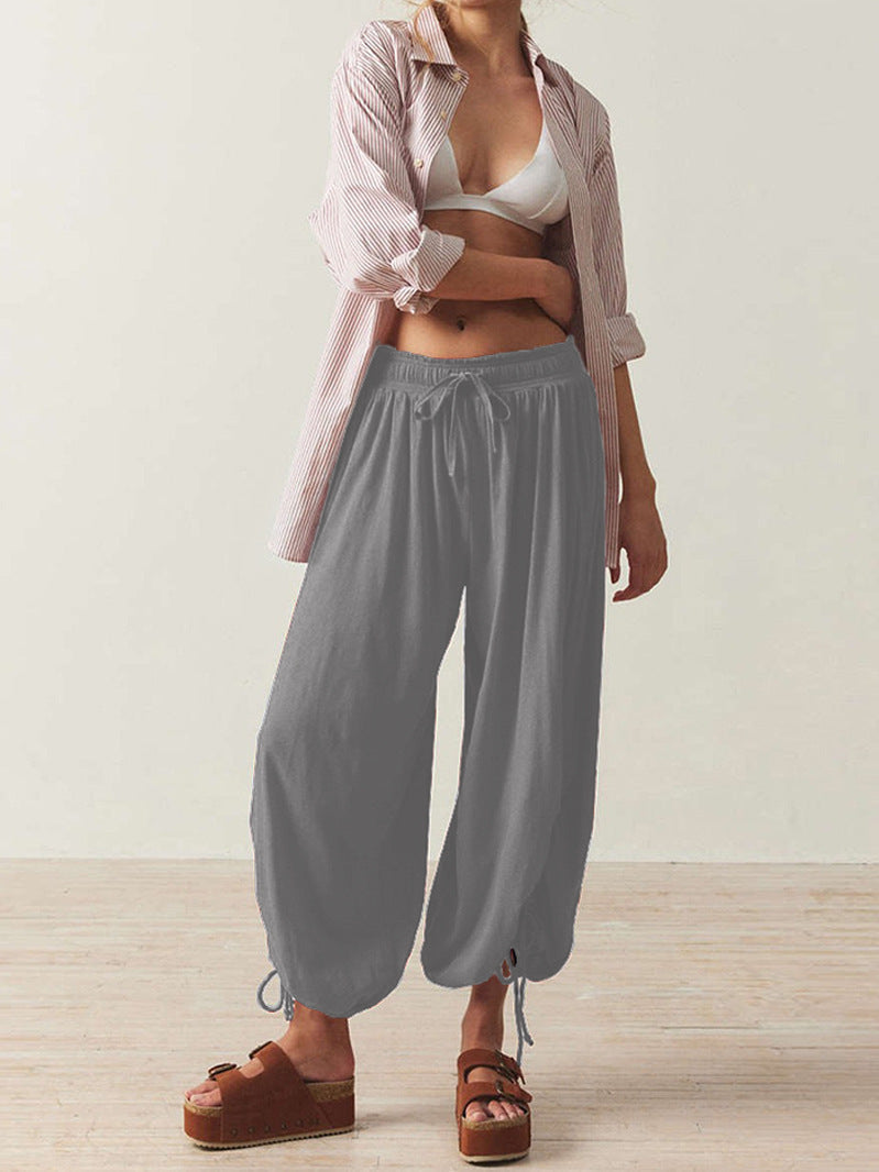 Streetwave Women Harem Pants Elastic Waistband Drawstring Loose Fit Breathable Comfort
