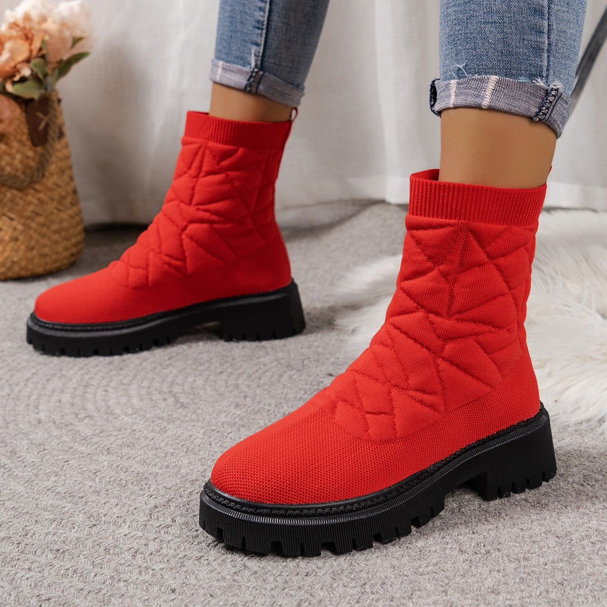 Street Wave Womens Green Quilted Boots With Structured Upper And Non Slip Sole For All Day Comfort