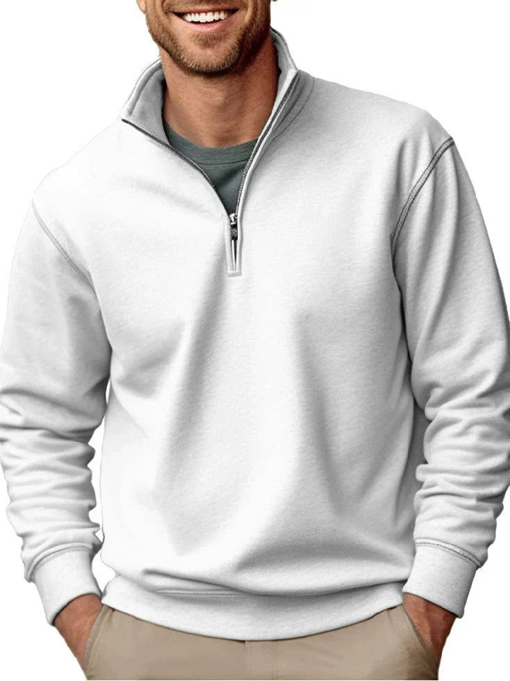 Mens Sweatshirt Street-Wave Regular Fleece Zip Stand Collar