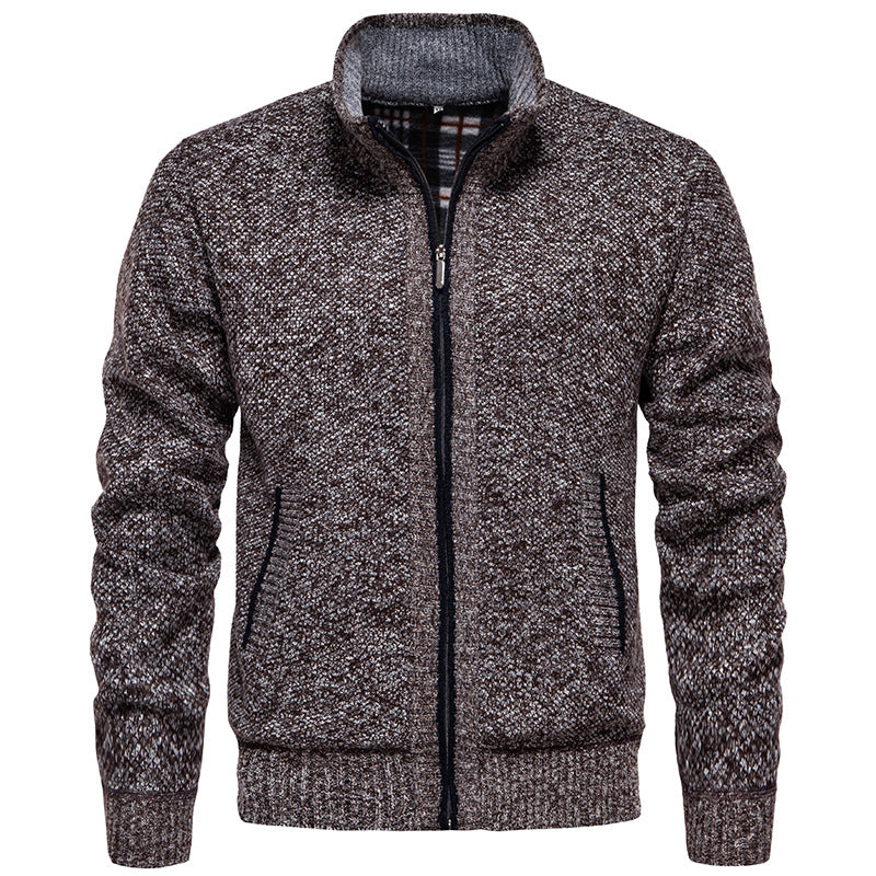 Street Wave Mens Cardigan With High Collar And Practical Pockets For Warm Cozy Knit