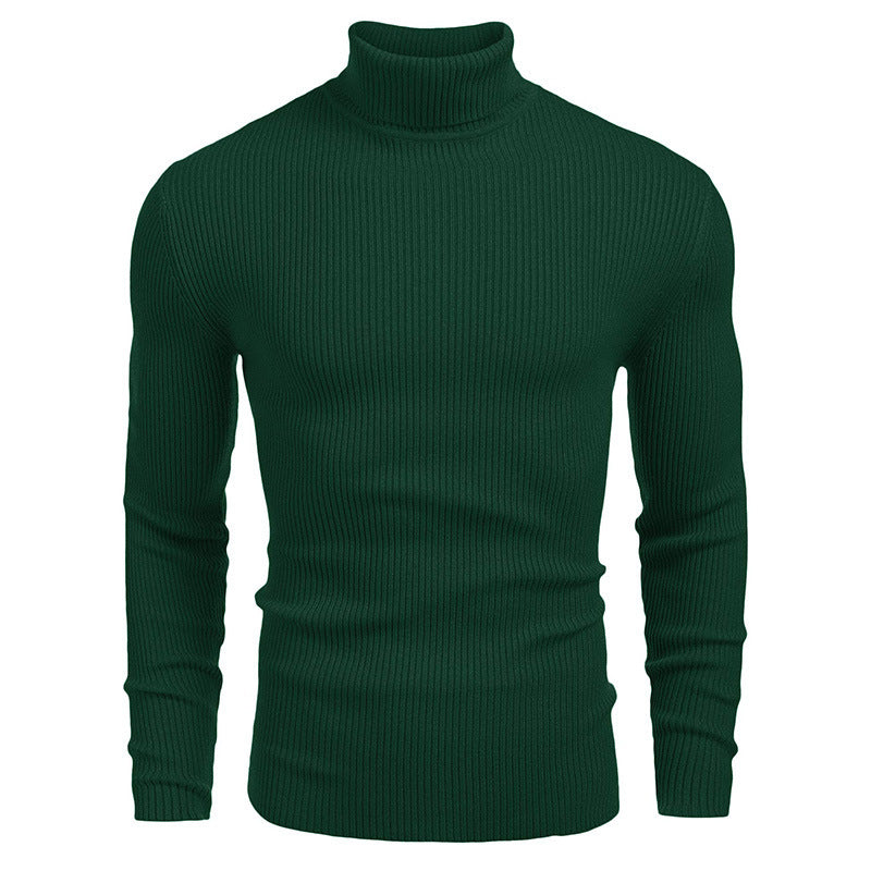 Street-Wave Men's Fine Rib Knit Rollneck Sweater Soft Warm Turtleneck for Everyday Style