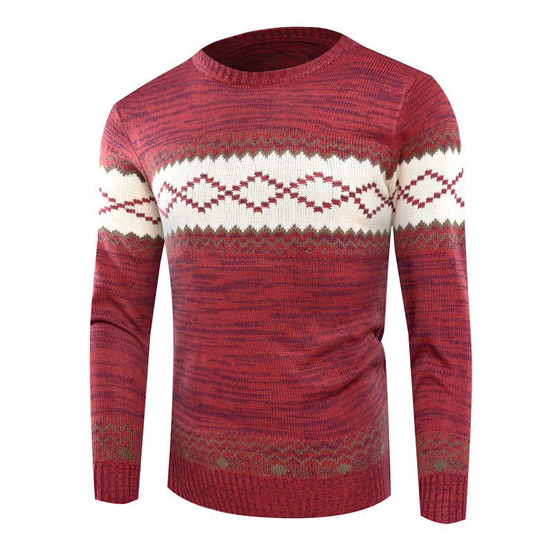 Street-wave Mens Knit Sweater With Modern Geometric Pattern Cozy Warmth For Men Everyday