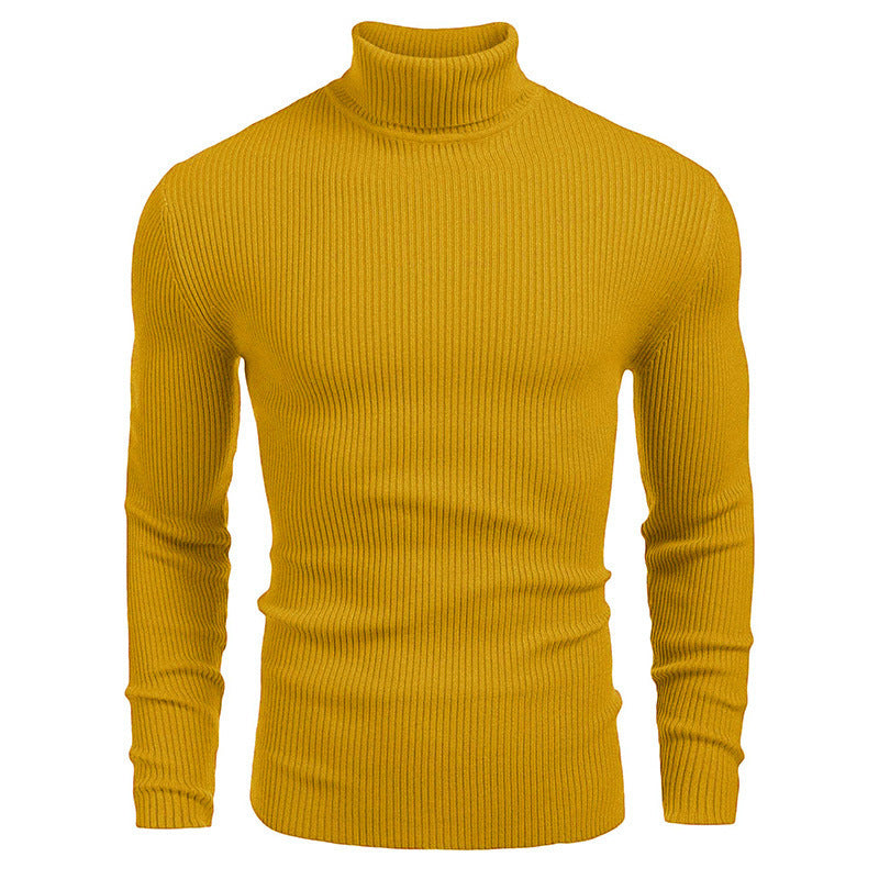 Street-Wave Men's Fine Rib Knit Rollneck Sweater Soft Warm Turtleneck for Everyday Style