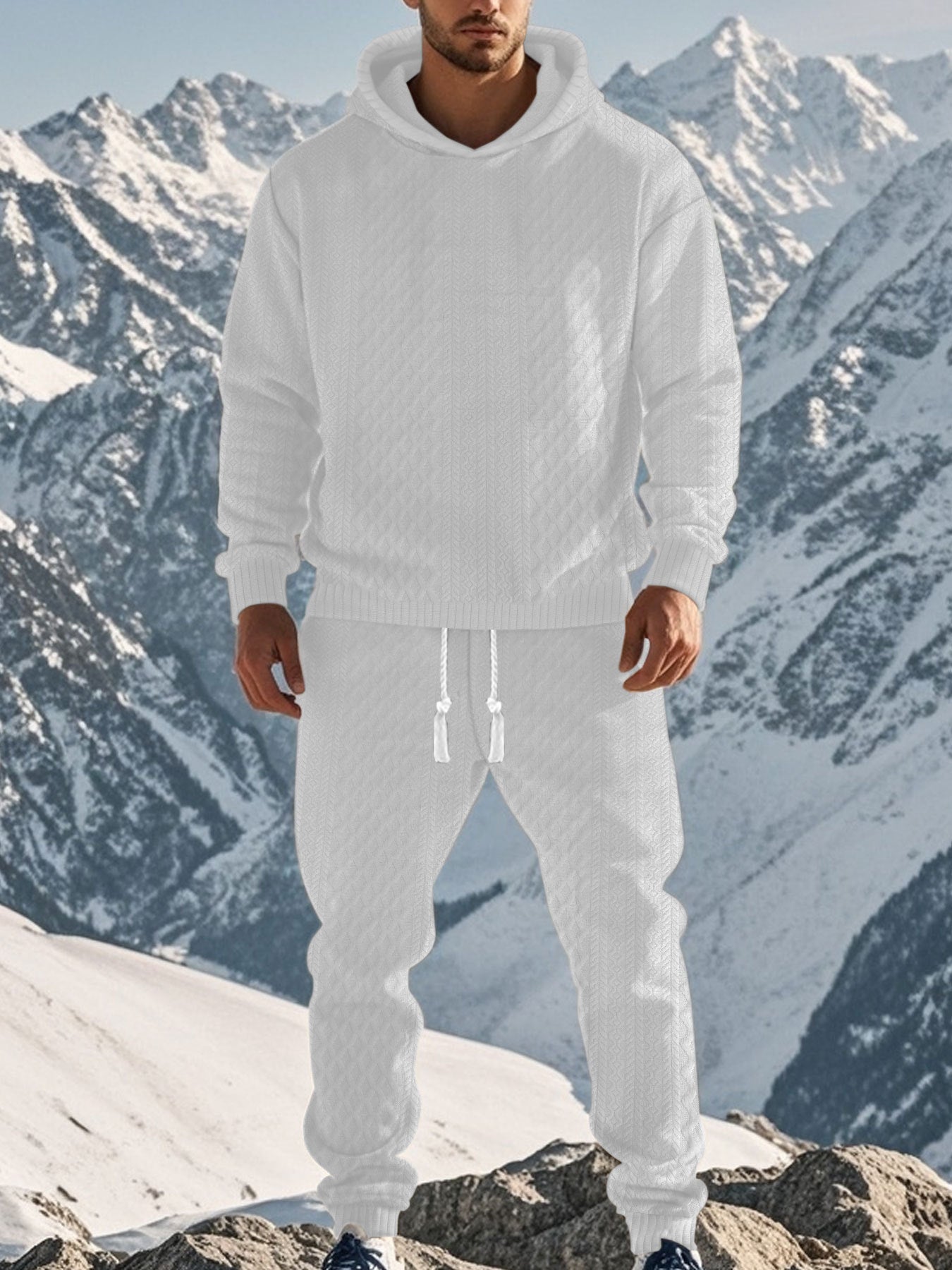 Street-Wave Men's Cozy Lounge Set With Hoodie And Elastic Waistband For Home And Outdoors