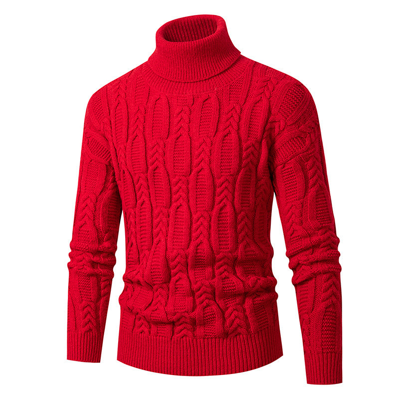 Street Wave Men's Cable Knit Turtleneck Sweater With Structured Pattern For Premium Cozy Warmth