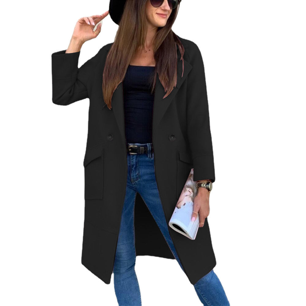 Street-Wave Women's Oversized Coat With Modern Pockets And Elegant Lapel For Everyday Wear