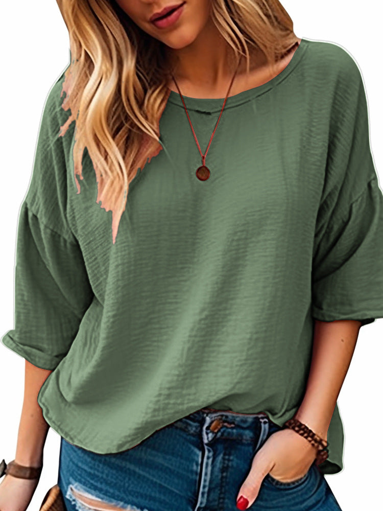 Oversized Shirt For Women Street-wave Casual Comfort With Wide Round Neckline Versatile Everyday Style
