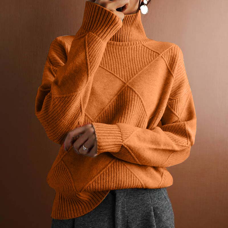 Street-Wave Womens Knit Sweater Lime Green Stand Collar Cozy Cotton Acrylic Pullover