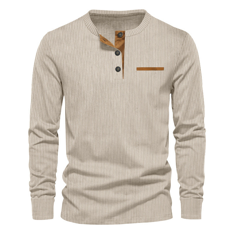 Men's Long Sleeve Shirt With Structured Design And Button Details By Street-Wave