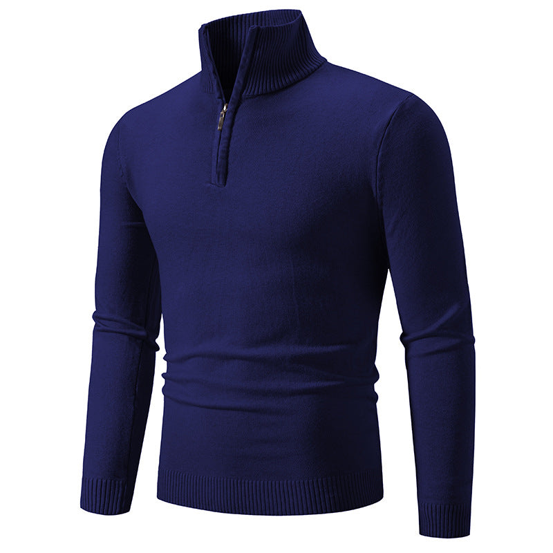 Street-wave Men's Knit Sweater With Modern Stand Collar And Practical Zipper For Everyday Wear And Comfort