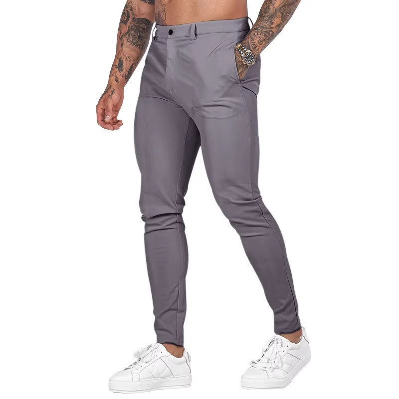 Street-Wave Mens Elegant Slim-Fit Chinos With Elastic Waistband And Handy Pockets