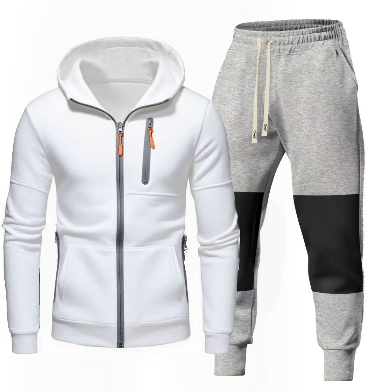 Street Wave Men Sport Hoodie And Jogger Set With Functional Zip Pockets For Active Comfort