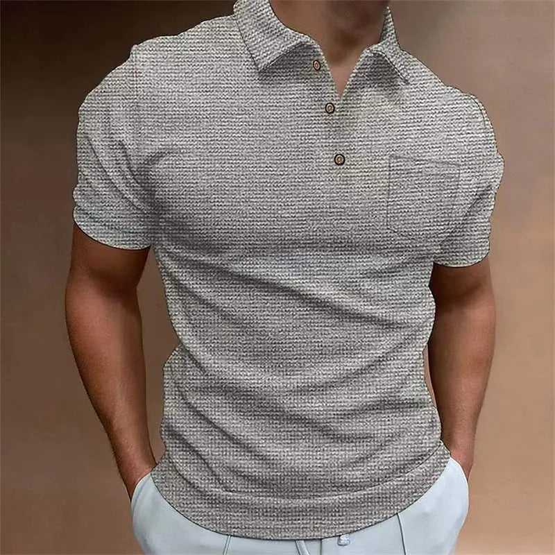Street Wave Mens Polo Shirt Slim Fit Pique Knit Chest Pocket Short Sleeve