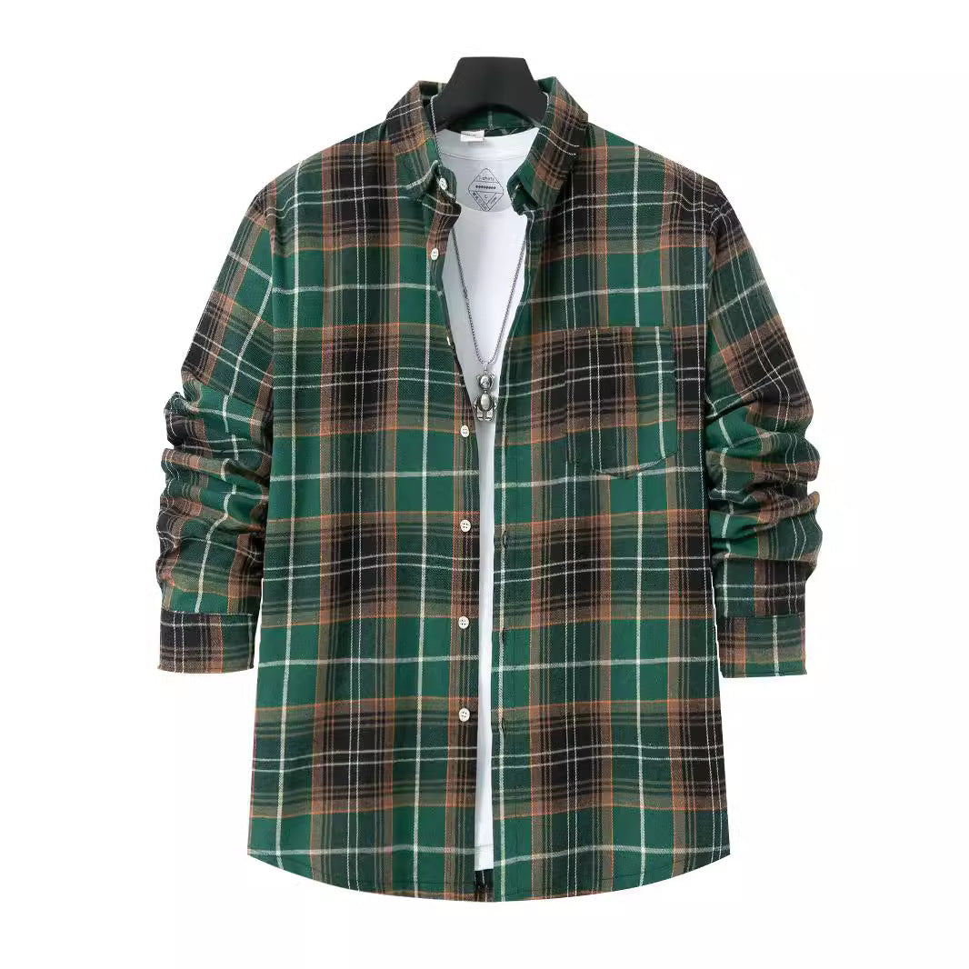 Streetwave Men Plaid Shirt Jacket Versatile Layering Piece For Casual Everyday Wear Durable Construction