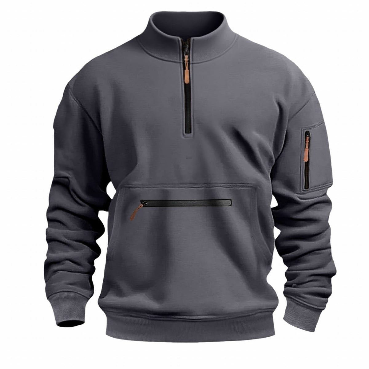 Street Wave Men's Functional Zip Sweatshirt With Chest Zip Pocket For Active Outdoors