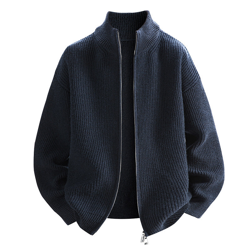 Street-Wave Women's Knit Cardigan With High Collar Zip For Cozy Warmth And Effortless Style