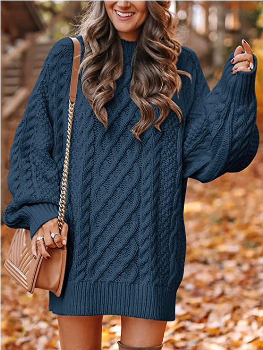 Street-wave Women's Cable Knit Sweater With Voluminous Sleeves In Soft Cozy Wool