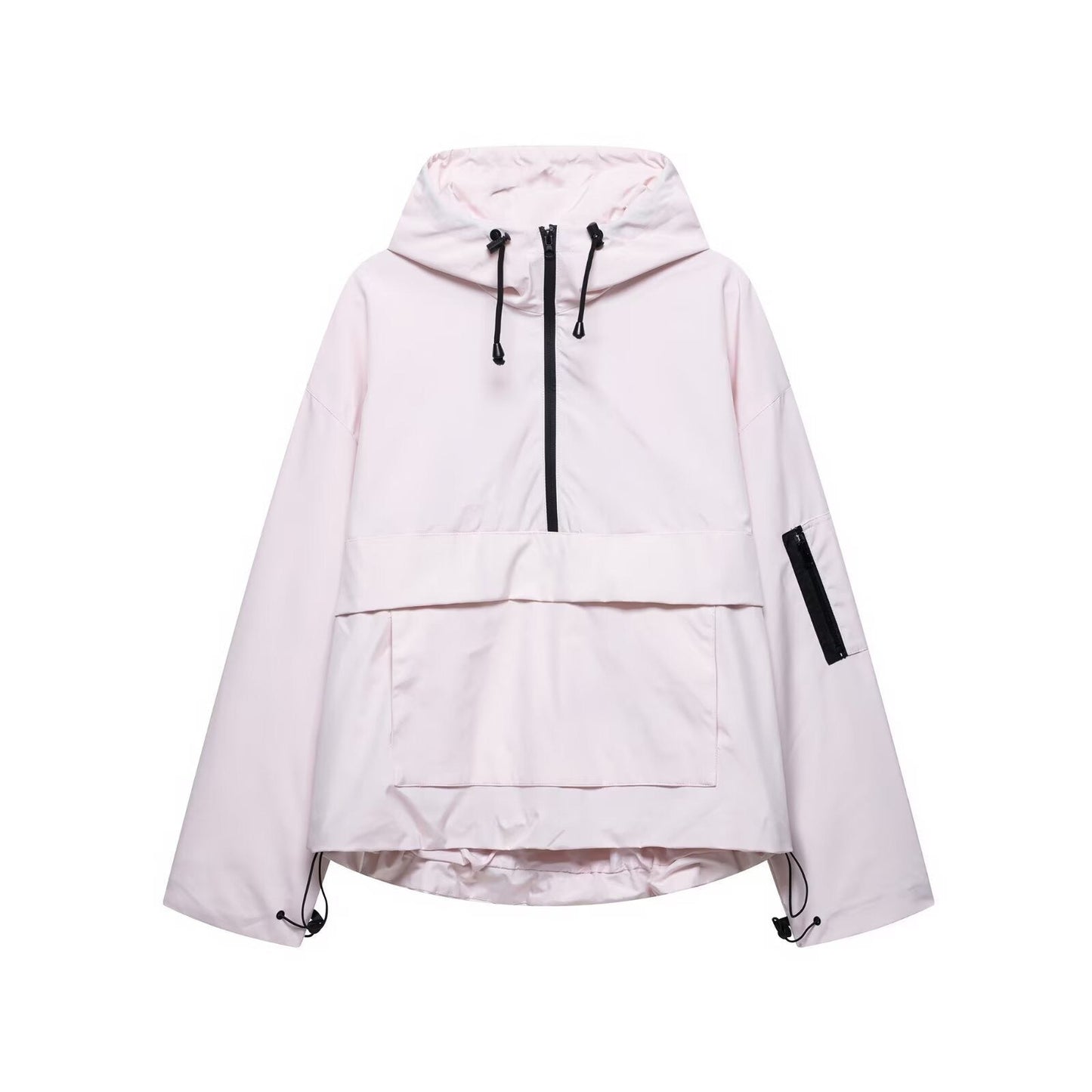 Street Wave Women's Hooded Jacket With Pockets And Adjustable Hem Lightweight Water Repellent