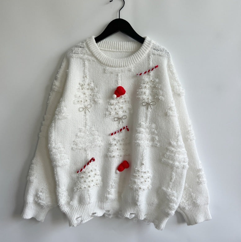 Street-wave Christmas Sweater for Women with Festive 3D Appliques and Luxurious Cozy Comfort