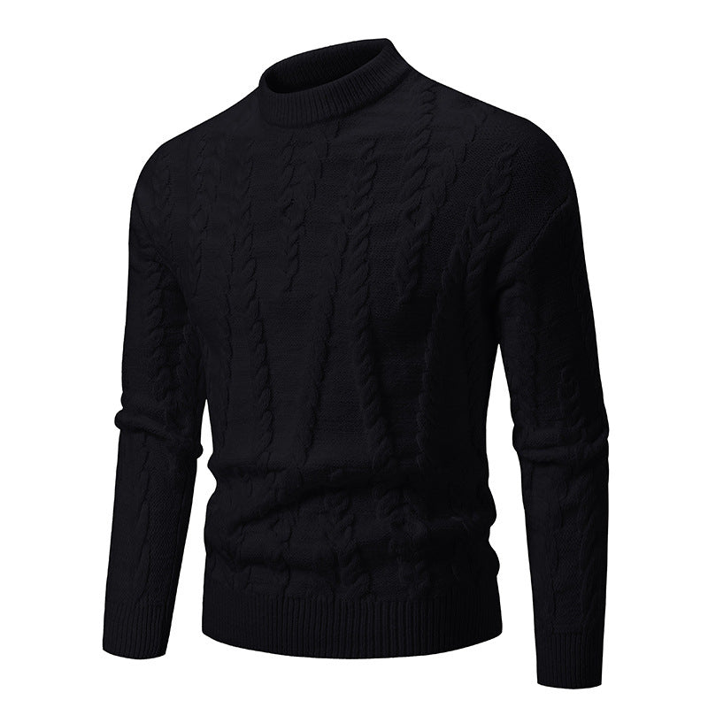 Streetwave Cable Knit Sweater With High Collar For Men Elegant Comfort Classic Knitwear