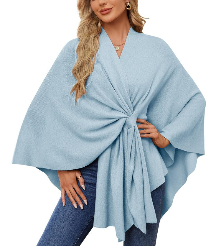 Street Wave Womens Elegant Wrap Sweater with Asymmetric Knot Tie Front For Everyday And Special Occasions
