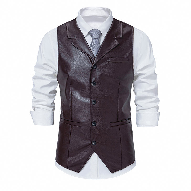 Street Wave Premium Faux Leather Vest For Men With Elegant Formal Fit And Comfortable Travel Ready Style