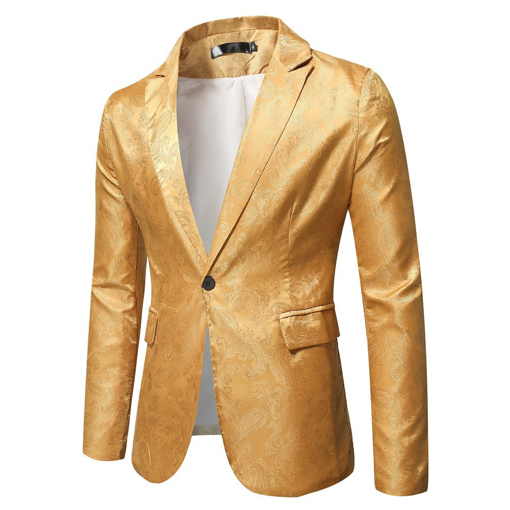 Paisley Pattern Blazer For Men Elegant Satin Jacket For Formal Occasions Street-wave Premium Tailored Fit