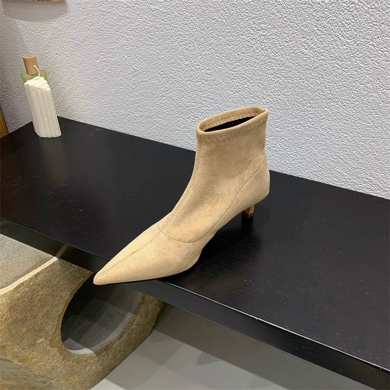Street-Wave Women's Soft Suede Ankle Boots With Luxurious Stiletto Heel For Chic Nights