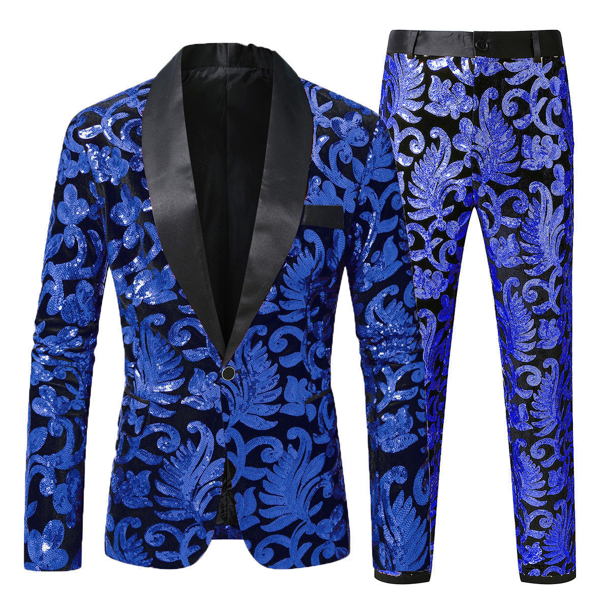 Street Wave Mens Glamorous Gold Sequin Suit Set For Nightlife Partygoers Showstopper Luxury