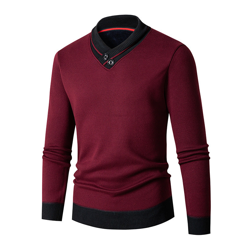 Street-wave Men's Shawl Collar Sweater With Button Details Breathable Cotton Blend Effortless Style