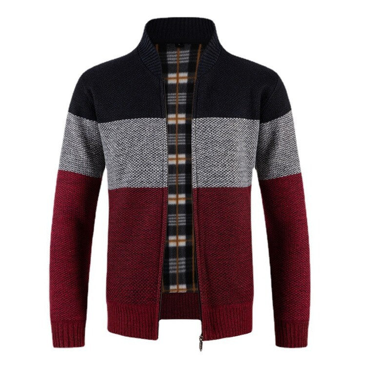 Street-wave Men's Knit Cardigan With Structured Texture And Modern Collar For Everyday Comfort