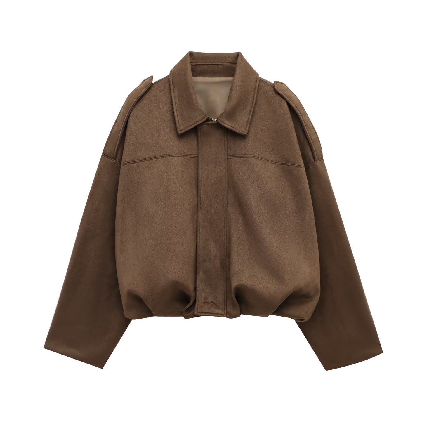 Street Wave Women Oversized Soft Textile Jacket With Modern Relaxed Fit And Cropped Hem