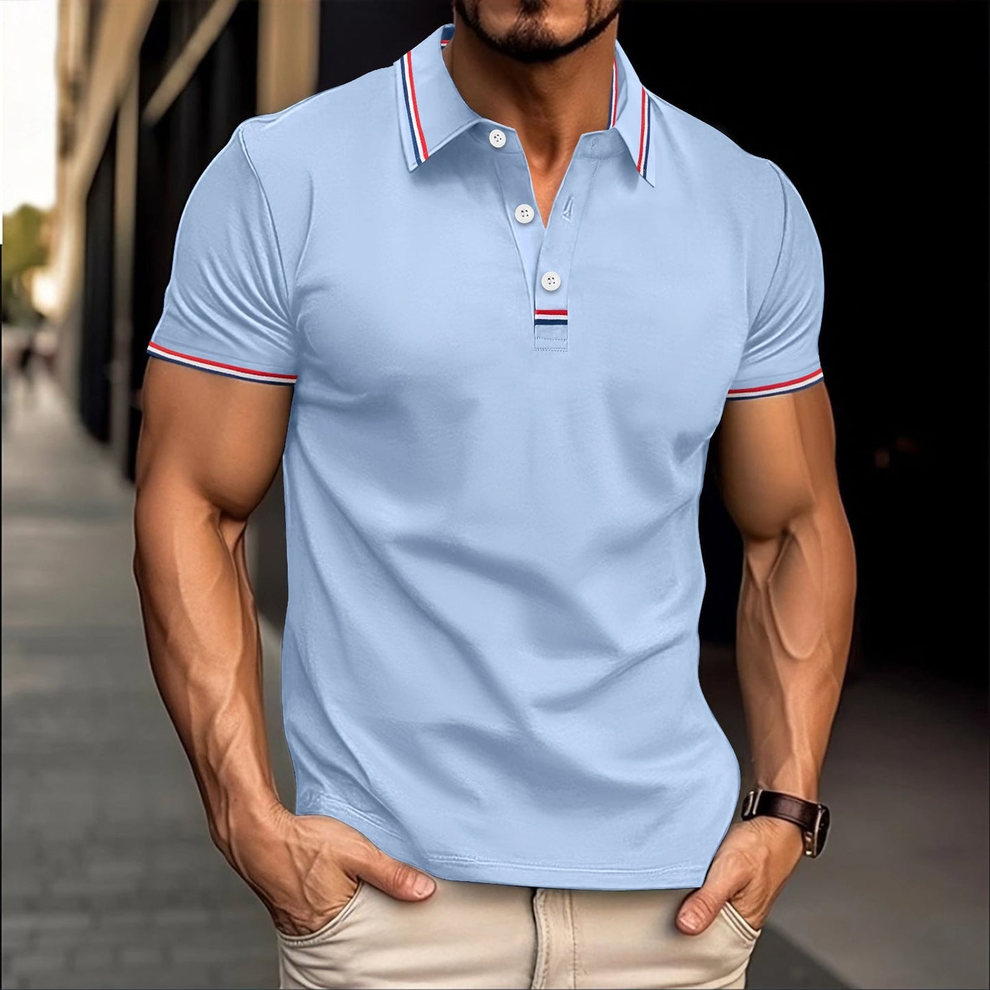 Street-Wave Men Slim Fit Polo Shirt Cotton Blend Comfort