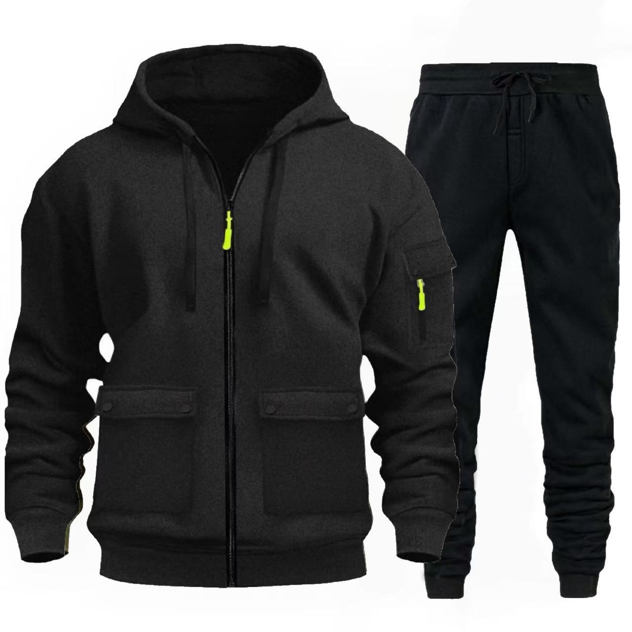 Street-wave Men's Athletic Jacket And Jogger Set With Practical Pockets For Active All Day Comfort
