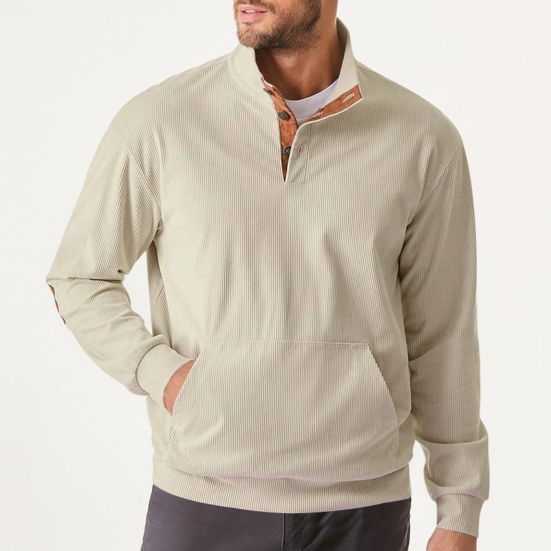 Street-Wave Men's High-Performance Sweatshirt With Stand Collar And Kangaroo Pocket For Active Men