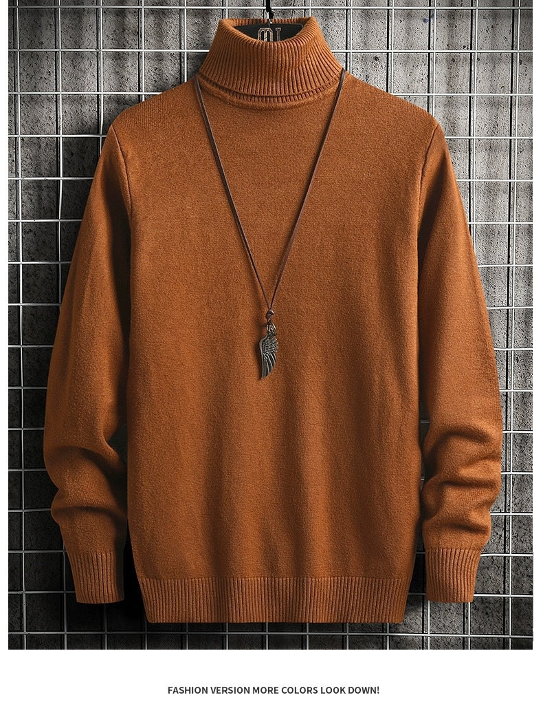 Street-wave Mens Turtleneck Sweater Comfortable Warm Cotton Blend Cozy Fit For Men