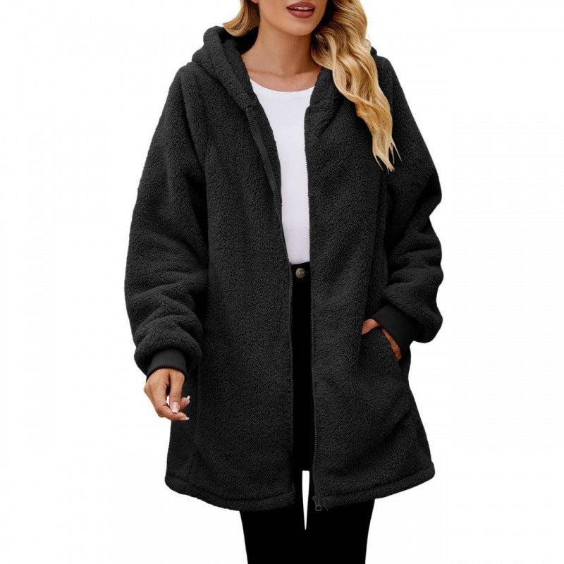 Street-wave Women's Cozy Fleece Hooded Jacket for Warmth, Soft Comfort and Style