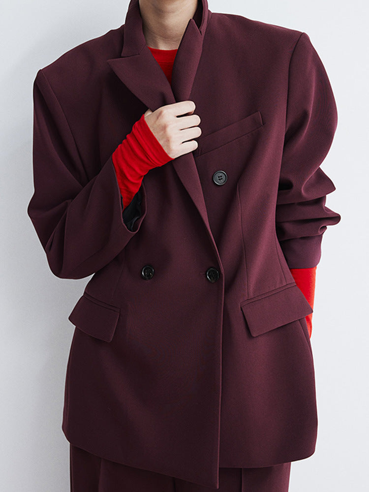 Street Wave Womens Oversized Blazer With Double Button Front Modern Cut Chic Versatile Look