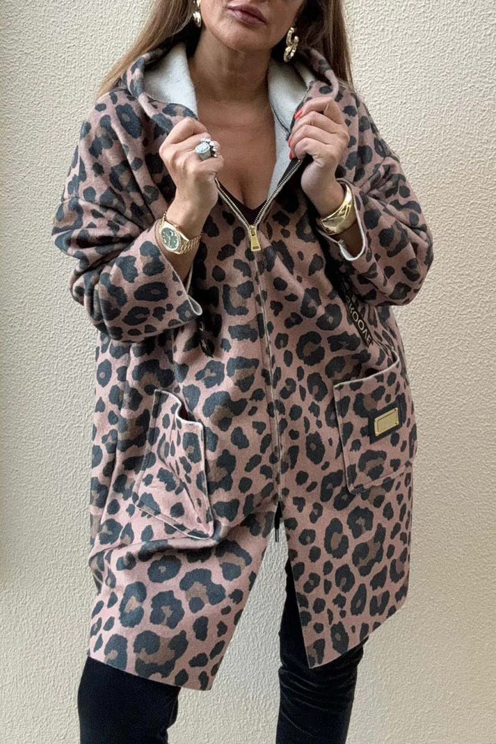 Street-Wave Leopard Print Hoodie Jacket For Women Chic Bold Statement Essential Outerwear