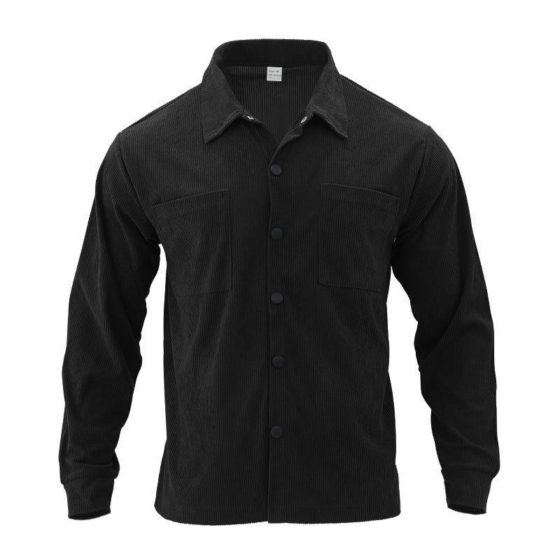 Street-Wave Mens Corduroy Jacket With Practical Pockets And Button Detail For Everyday Versatile Casual Wear