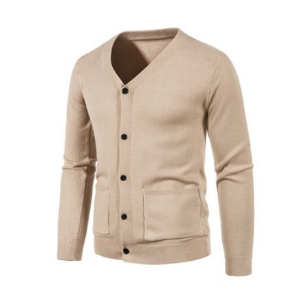Street-Wave Men's V-Neck Knit Cardigan Elegant Comfort for Office and Casual Wear