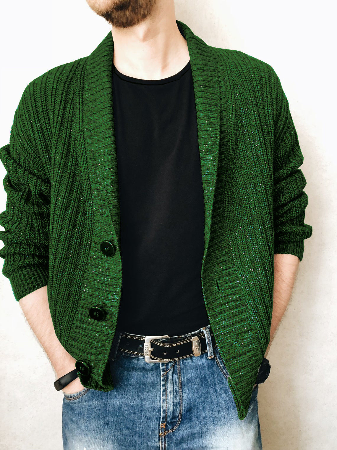 Street-wave Mens Knit Cardigan With Deep Collar, Premium Cozy Comfort, Versatile Everyday Fashion