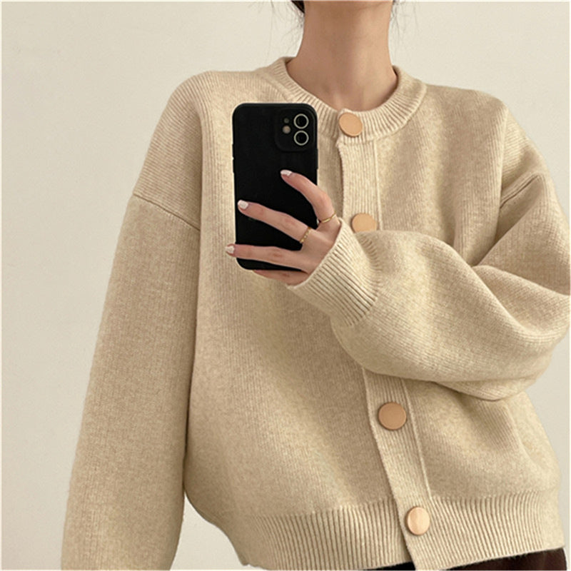Street-wave Women Knit Sweater Cardigan Soft Cozy Knitwear For Transitional Weather