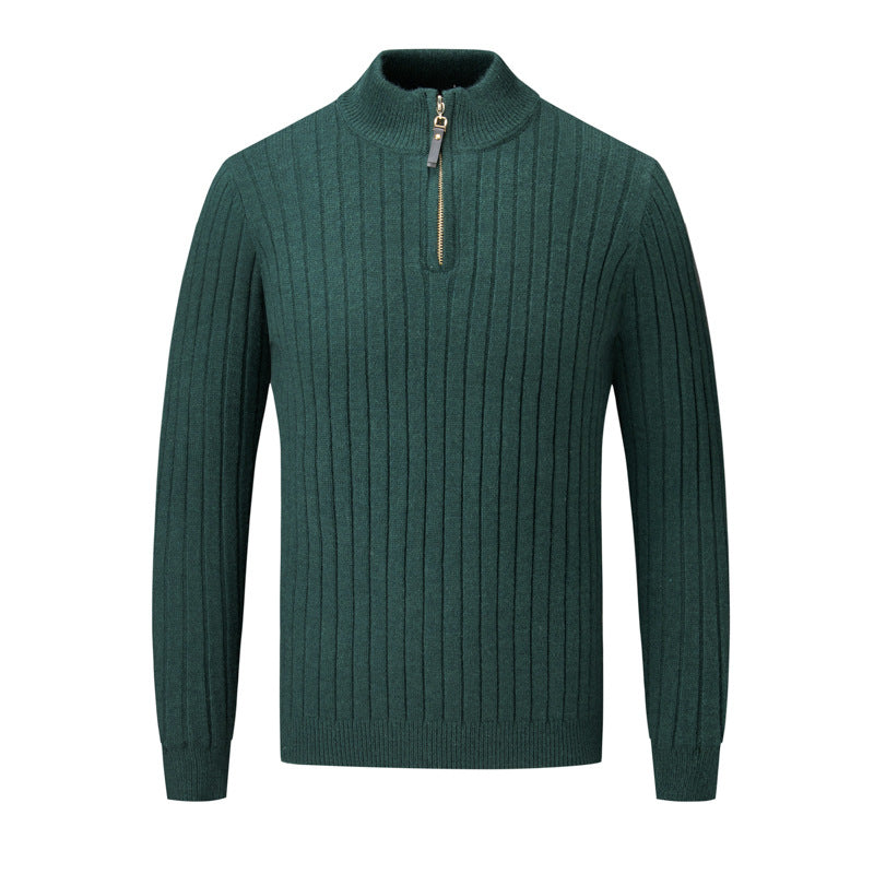 Streetwave Mens Zippered Stand Collar Pullover Knit Sweater With Premium Cotton Blend For Everyday Style