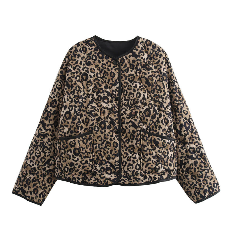 Street Wave Leopard Print Teddy Fleece Jacket For Women With Stand Collar And Practical Pockets