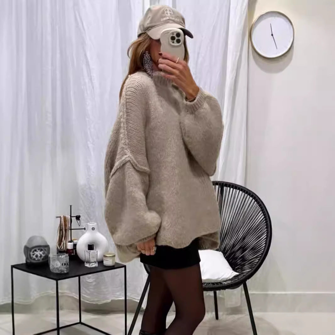 Street-Wave Womens Cozy Oversized Knit Pullover With Wide Sleeves And Soft Structured Knit